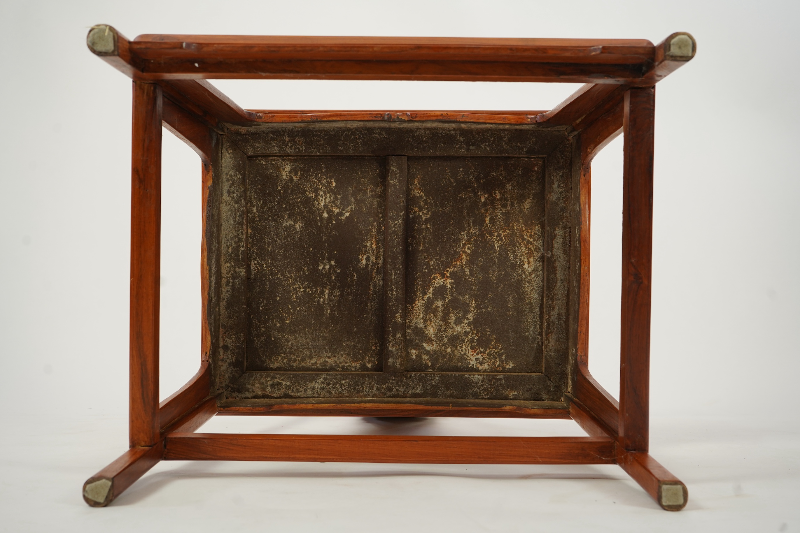 A Chinese huanghuali and brass mounted horseshoe-back armchair, quanyi, late 19th century